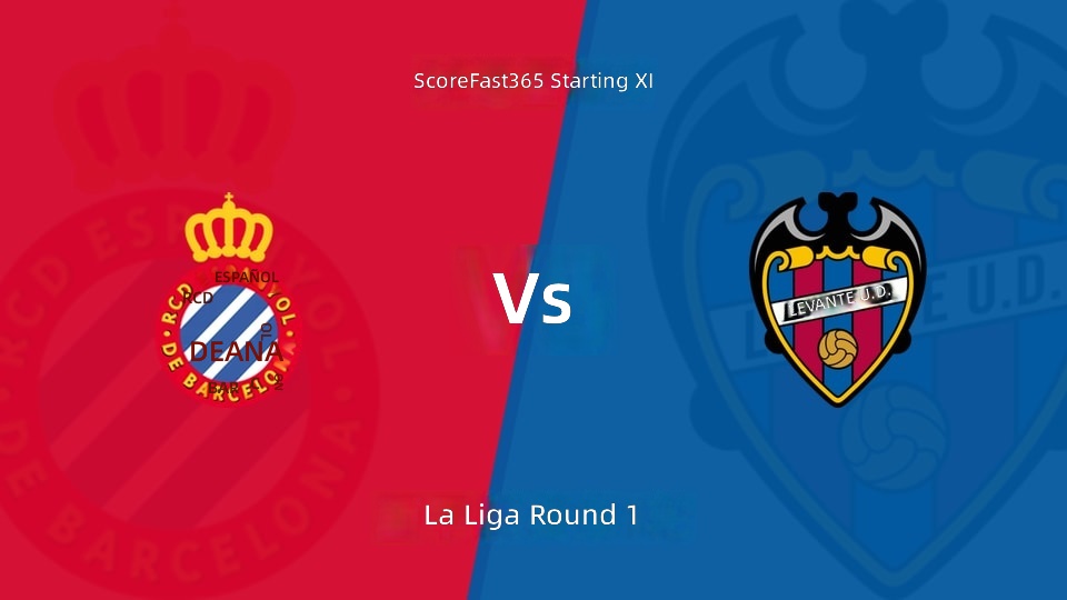 [La Liga] Alineación titular de Espanyol contra Levante (17 de agosto de 2026)