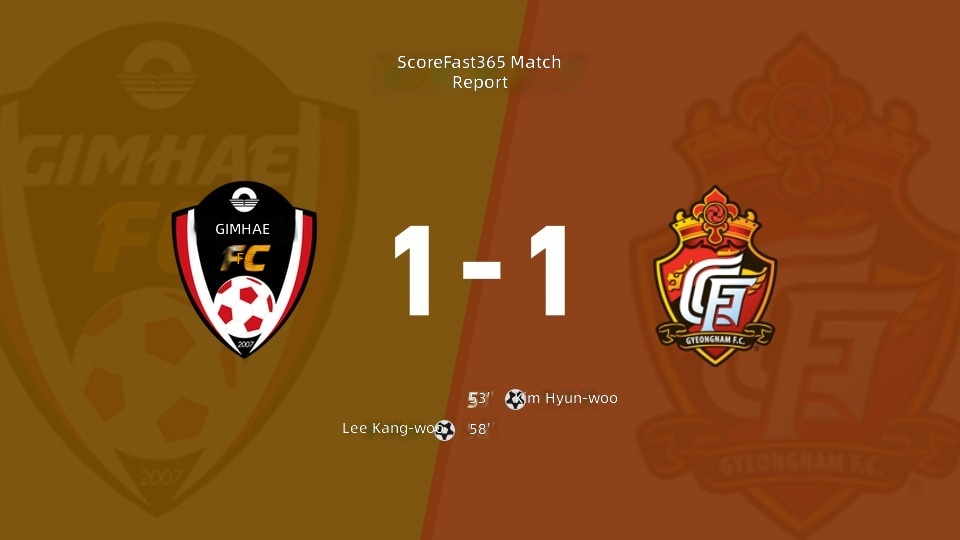 [K2 Liga Runde 22] Gimhae gegen Gyeongnam FC Ergebnis: Gimhae (1-1) Gyeongnam FC Spielbericht (15. August 2026)